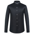 Men's Banded Collar Dress Shirts Long Sleeve Button Down Mandarin Versatile Solid with Pocket - View 11 | SAMAG