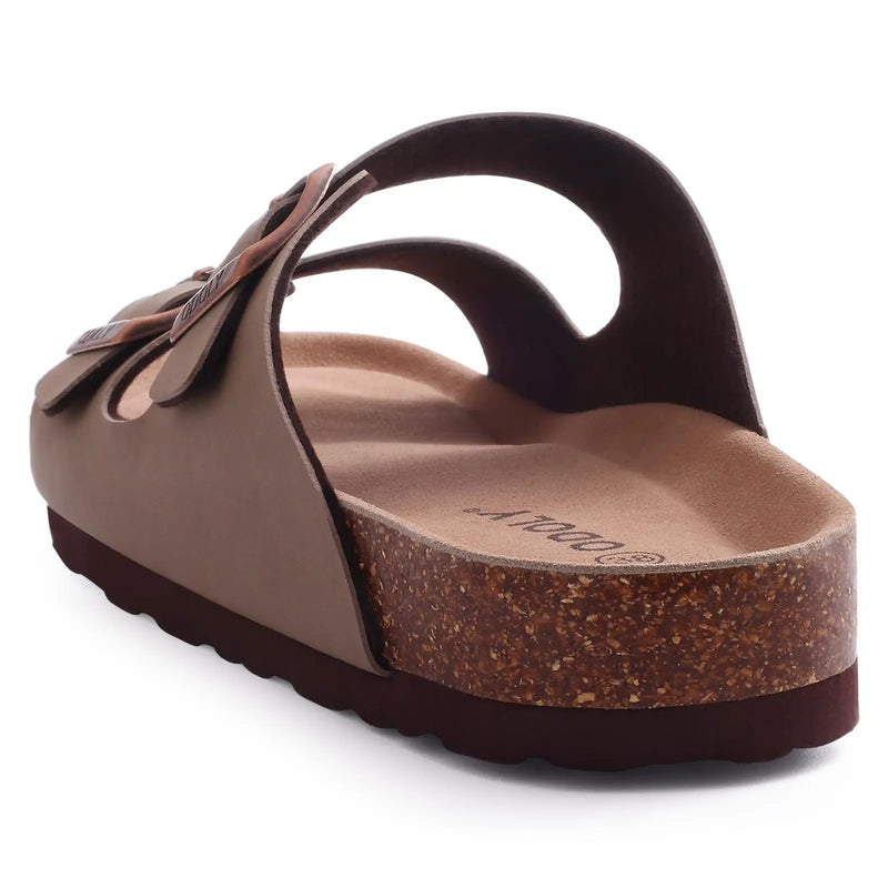 Comwarm Classic Cork Slippers For Women New Fashion Suede Flats Sandals Summer Couple Beach Slides Shoes With Adjustable Buckle