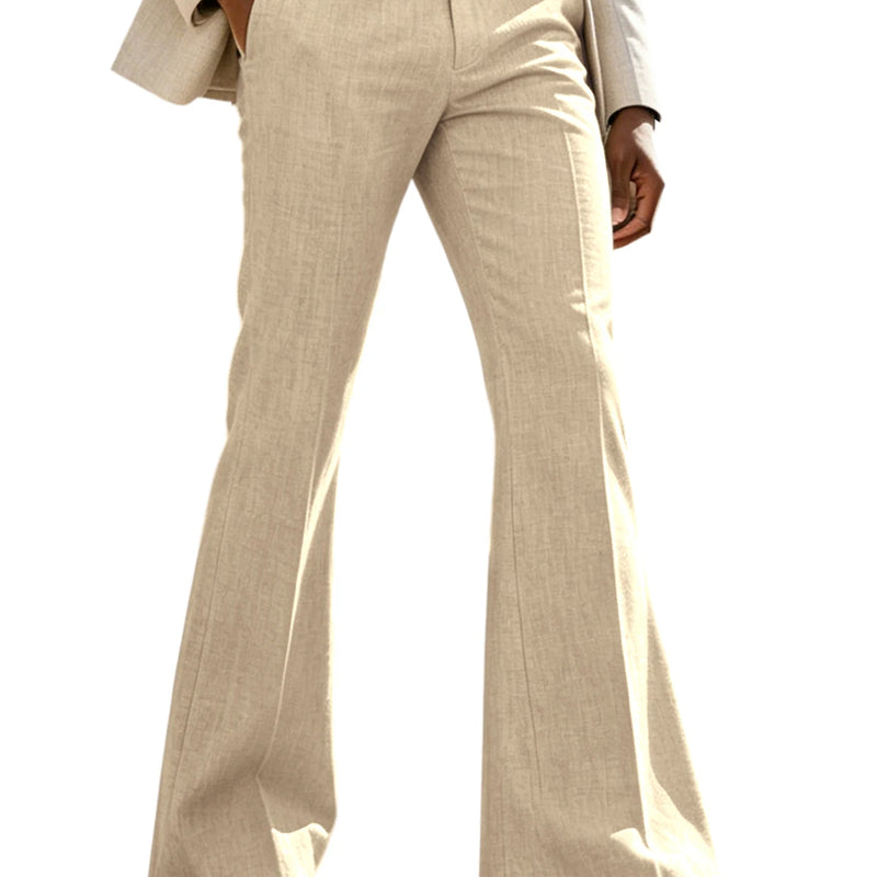 Men's Linen Flare Suit Pants Retro High Waist Slim Fit - View 13 | SAMAG
