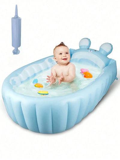 1 cute inflatable baby bathtub, foldable storage pool | SAMAG