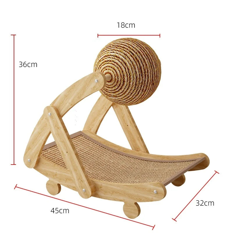2-in-1 Wooden Cat Scratching Ball And Sisal Scratch Board Durable Solid Wood Paw Toy for Cats And Kittens Pet Supplies
