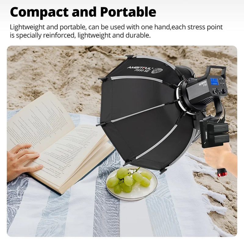 AMBITFUL PS30/PS50 SE 30cm 55cm mini Quickly Release Bowens Mount Octagon Softbox + Honeycomb Grid Outdoor SoftBox for LED Flash