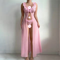 Sexy Women Nightgowns Floral Sleepwear Slip Night Dress Deep-V Lace Mesh See-through Lingerie