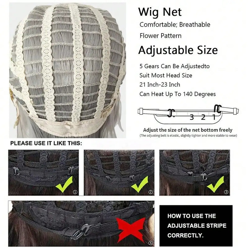Brown Short Straight Synthetic Wig Middle Part Fluffy Anime Game Cosplay Heat Resistant Wig for Daily Party