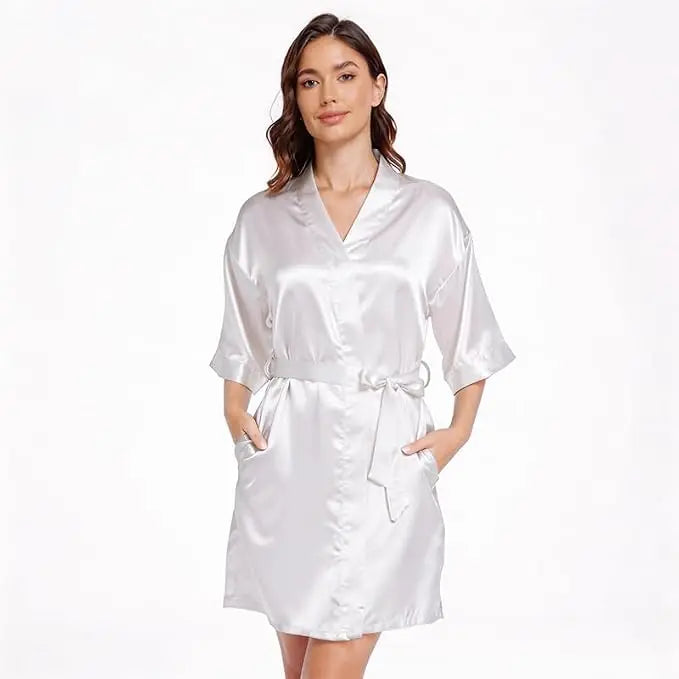 Women's Pure Short Silky Robes Bridesmaid Bride Party | SAMAG