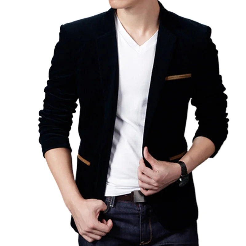 2025 New Autumn Coffee Elegant Slimming Corduroy Suit for Men, Burgundy Skin Friendly Fabric Casual Men's Jacket, Asian Sizes