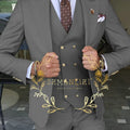 Beige Business Suits For Men Tuxedos Gold Buttons Groom Groomsman Prom Wedding Party Formal 3 Pieces Sets - View 12 | SAMAG