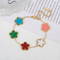 Light Luxury Stainless Steel Hot Sale Black and White Shell Five Leaf Flower Bracelet Simple Woman Fashion Daily Party Jewelry C