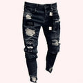 New White Embroidery Jeans Men Cotton Stretchy Ripped | SAMAG