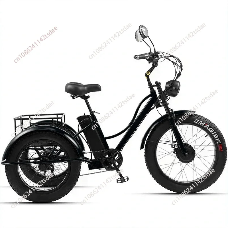 750w 3 Wheels Mountain Electric Bike With Two Seat For Elderly 48V Removable Battery Electric Tricycle Adults Off Road For Man