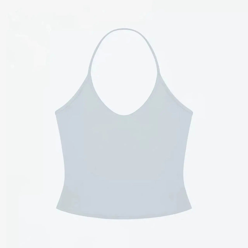 ANK Air Summer Top with Solid Color, Black and White Powder, Wide Shoulder Strap, I-Shaped Tank Top, Women's Sports, Daily Wear