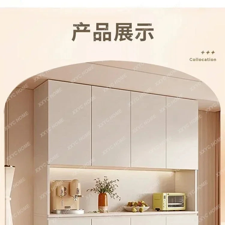 Y Sideboard Kitchen Hutch Cabinet Pantry Freestanding Buffet with Holder Power Outlet Glass Drawers Cupboard Microwave