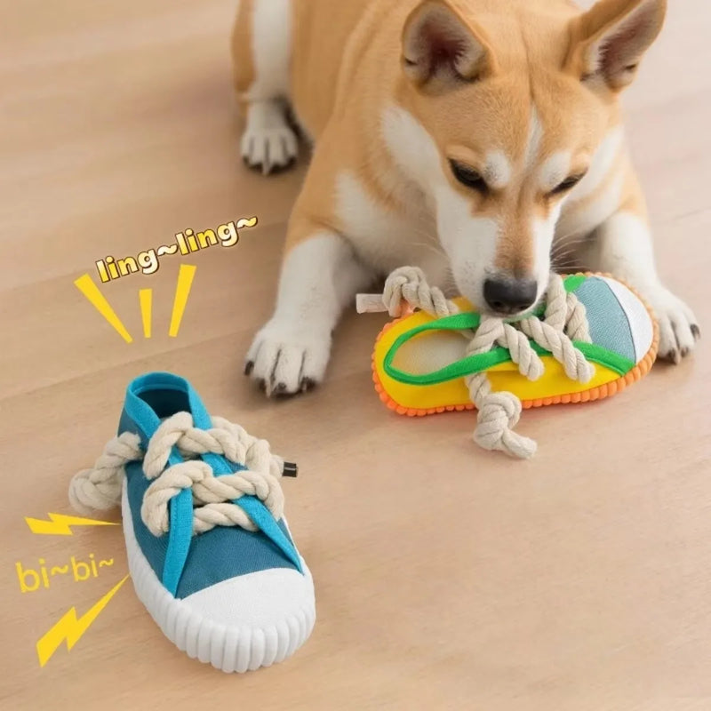 Squeaky Dog Toy Shoe Shape for Small Medium Dogs Puppy Chew Toys Teeth Cleaning Durable Interactive Pet Toys 3 Colors