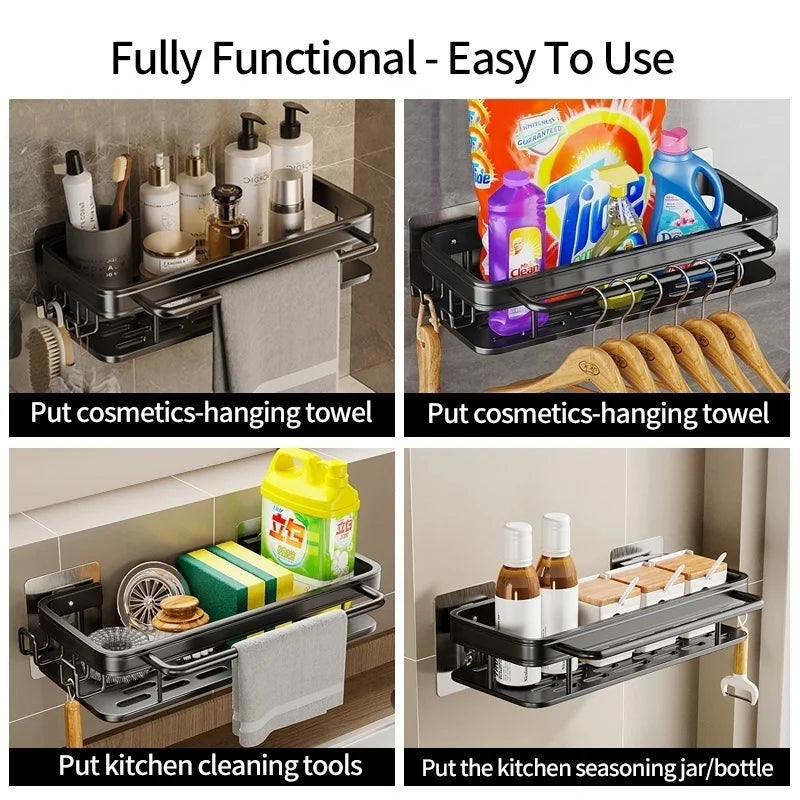 No Drill Adhesive Type Kitchen Organizer Kitchen Shelf Cleaning Cloth Storage Draining Rack Household Detergent Sponge Rack