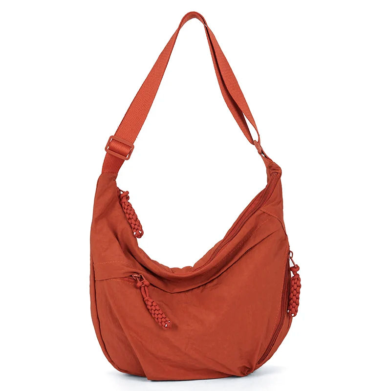 Trendy Women's Soft Cloth Shoulder Bag Solid Color Student Casual Style Big Handbags Crossbody Bags for Women Shoulder Hobos Bag