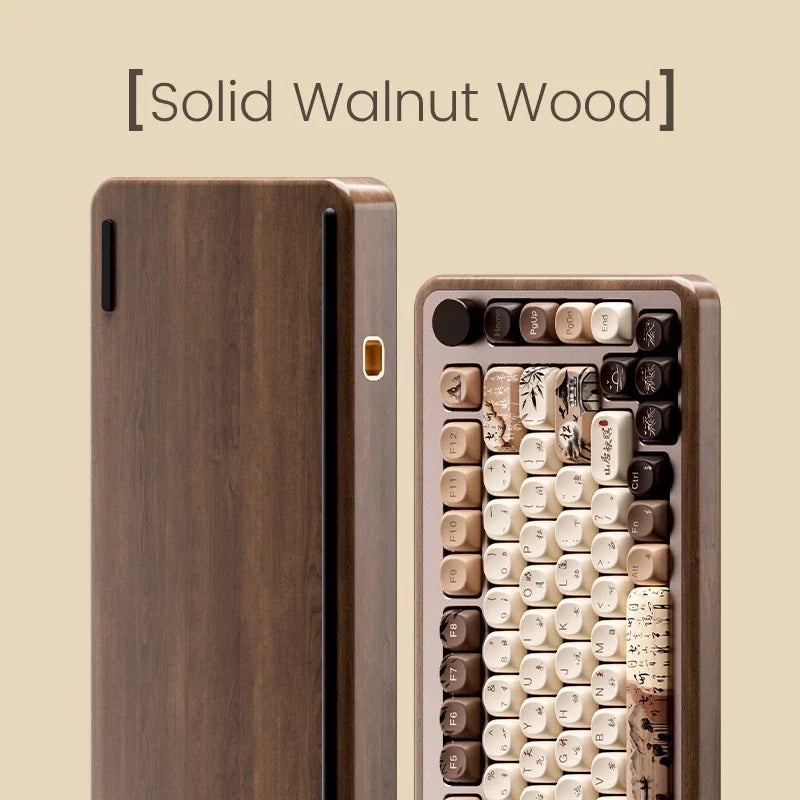 Akko MU01 ANSI/MU02 ISOMountain Seclusion Wooden Mechanical Keyboard Hot-swap BT 5.0 2.4G Wireless Type-C Wired Gaming Keyboard