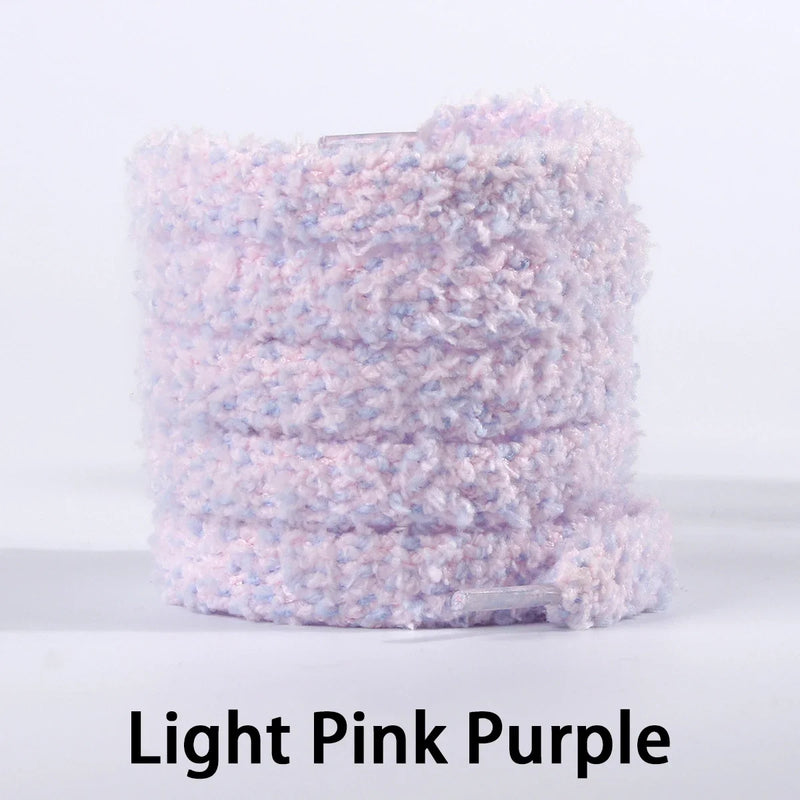 1 Pair Plush Fluffy Shoelaces 1CM Wide Round Laces Sneakers Casual Shoes AJ/AF1 Shoelaces 100/120/140/160cm Shoes Accessories