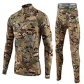 New Outdoor Sports Underwear Camo Training Long-Seeved Tops + Pants Suit Fitness Camping Army Hiking Hunting Underwear Clothes