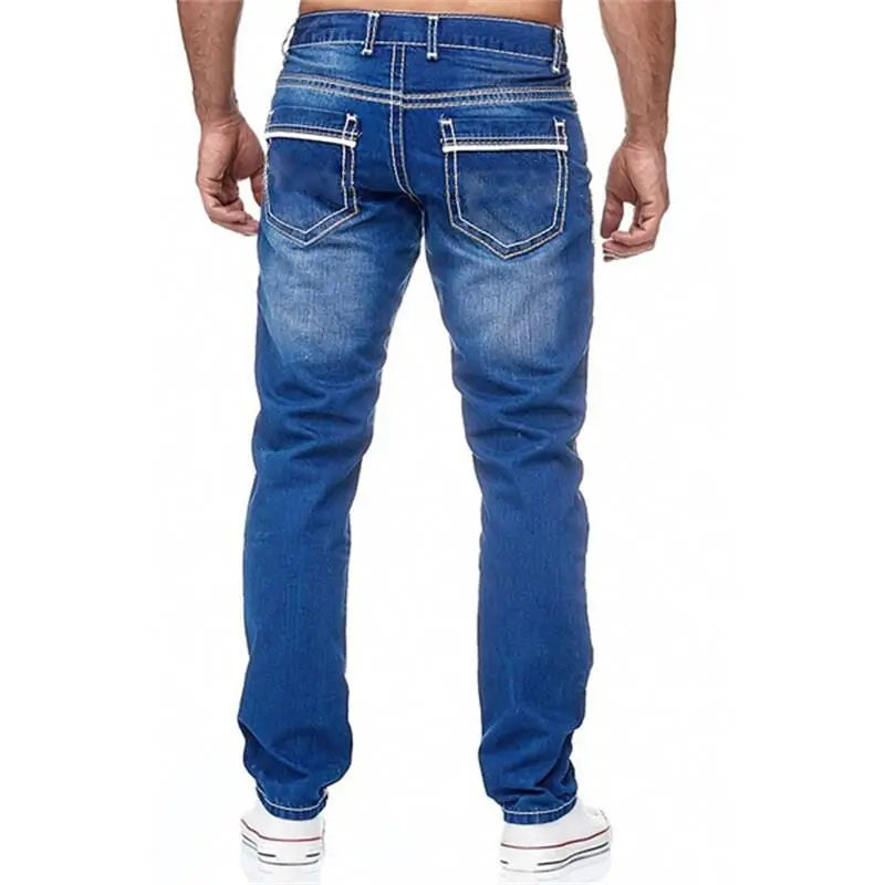 Straight Jeans Men Washed no hole Spring Summer Boyfriend | SAMAG