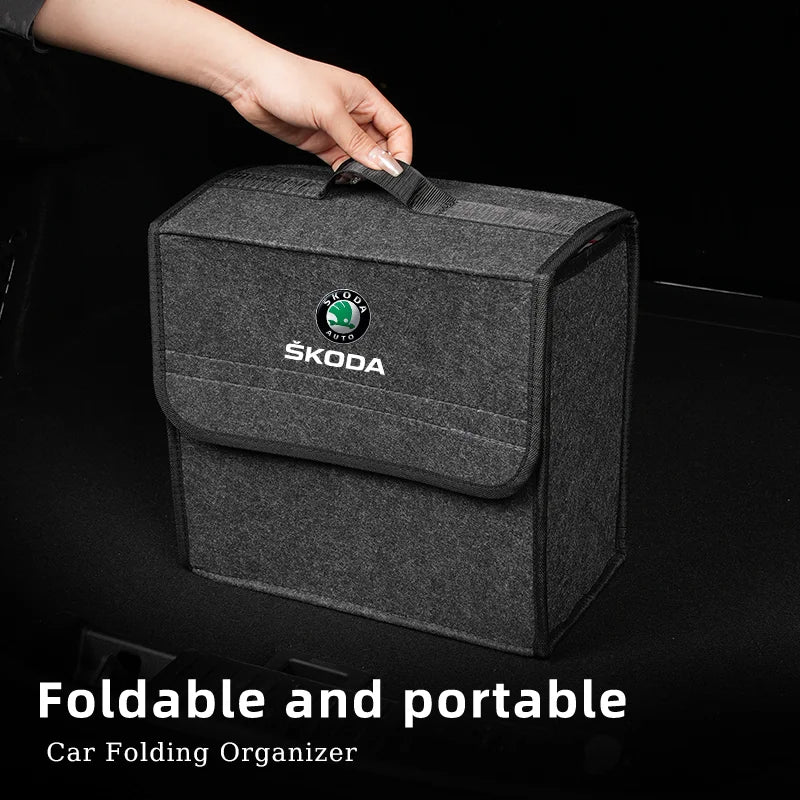 Car Trunk Organizer Bag Foldable Stowing Tidying Storage Box For Skoda Octavia Superb Rapid Kodiaq Karoq Fabia Kamiq Roomster