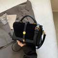 Suede Fabric Handbag with Adjustable Strap Golden-Tone Hardware and Flap Closure - Trendy Commuting Hobo Crossbody Bag for Women