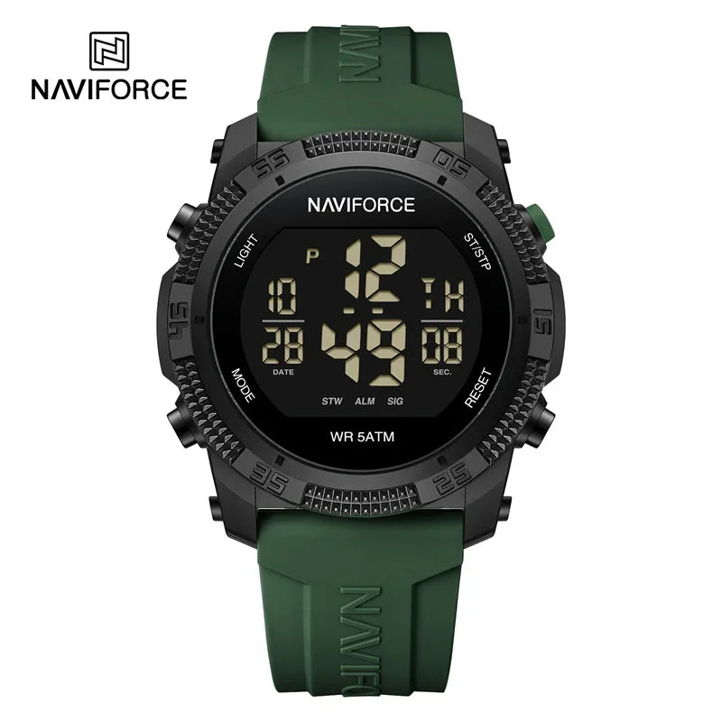NAVIFORCE Watches For Men LCD Digital Fashion Casual Date and Week Alarm Display 3ATM Waterproof Silicone Strap Electronic Clock