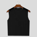 Men Tank Tops Mesh See Through O-neck Sleeveless Sexy Striped Male Crop Tops Streetwear Summer Party Fashion Men Vests S-5XL