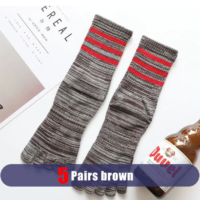 Pairs Man Toe Sport Socks Short Cotton Striped Colorful | SAMAG