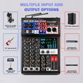 Fuluode SE-04 Professional 4 Channel Audio Mixer with UHF Wireless Microphone Sound Mixing Console USB Bluetooth Karaoke System