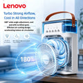 Lenovo 5 Holes Air Conditioner Fan USB Air Cooler Humidifier Water Portable Mist Spray LED Night Light Desktop Cooling Fan 2026