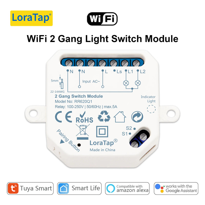 LoraTap Tuya Smart Life ZigBee WiFi Light Switch Module Dimmer Energy Monitor App Remote Control Alexa Google Home Voice Control