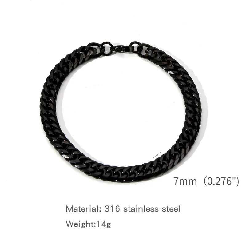 Gold Color Stainless Steel Cuban Chain Men's Bracelet Simple Retro Bracelet For Women Hip Hop Jewelry Trend Accessories Gift