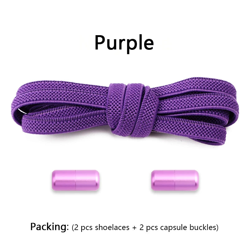Flat Shoe Laces Without Ties Colored Matte Metal Lock Lazy Shoelaces for Men and Women Casual Shoes Elastic Shoelace 1 Pair