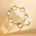 Classic Luxury Stainless Steel Bracelet Ladies Adjustable Five Flower Bracelets for Women New Fashion Party Jewelry Gifts Clover