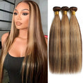 100% Brazilian Remy Virgin Hair Ombre Straight Bundles Colored Brown Highlight Human Hair Bone Straight Sew In Hair Extension