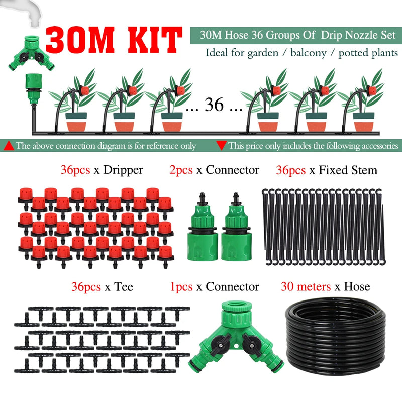 50-5M 1/4'' Hose Adjustable Drippers Automatic Watering Kit for Garden Greenhouse Home Outdoor Sprinkler Drip Irrigation System