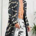 Spring and Autumn Men's Long Nightgown with Digital Printed Bat Pattern, A Comfortable Home Casual Bathrobe Men.