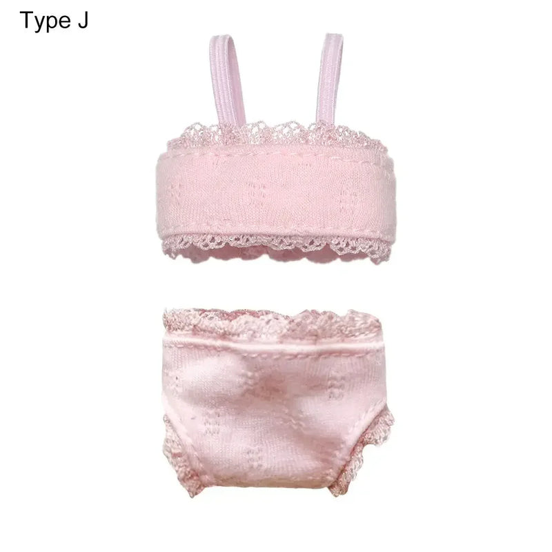 1Set Soft Lace Underwear Bra Briefs For 30CM Doll 1/6 Knickers For Blythe 1/6 BJD Dolls Top Underpant For Dollhouse Kids Toy