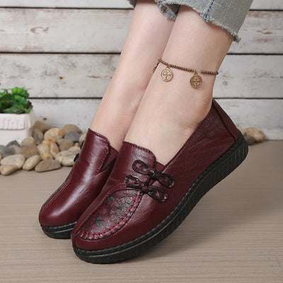 Women's leather flat shoes, spring and autumn loafers， | SAMAG