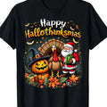 Men's Christmas Thanksgiving Halloween T - Shirt - Santa & Pumpkin Design Short Sleeve Round Neck Casual Holiday | SAMAG