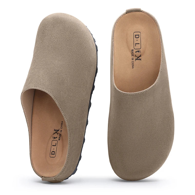 Evshine Women's Suede Clogs Slippers Comfort Sole Sole Flat Mules Fashion Baotou Ladies Potato Shoes Slip On House Clogs Shoes