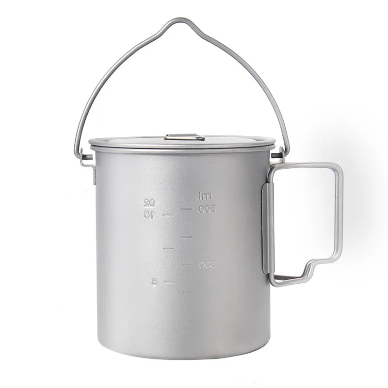 Outdoor Picnic Titanium Cooking Pot 750ml 900ml Hanging - View 3 | SAMAG