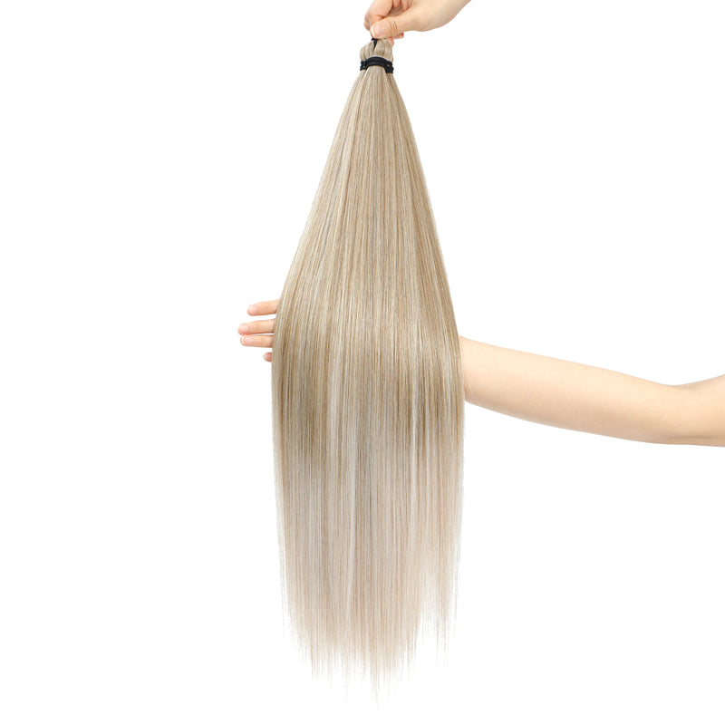 Gladys 28 Inch Crochet Braids Hair 3PCS 300g Synthetic Orange 60MW Ombre Brown T1B-330-276 Straight Braiding Hair Soft Pony Hair