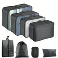 Waterproof Portable Travel Storage Set Including 8 Packing Cubes & Electronic Cable Organizer Pouches, Durable Carry Bag for Charger, Phone, Earphone and Travel Accessories, Black