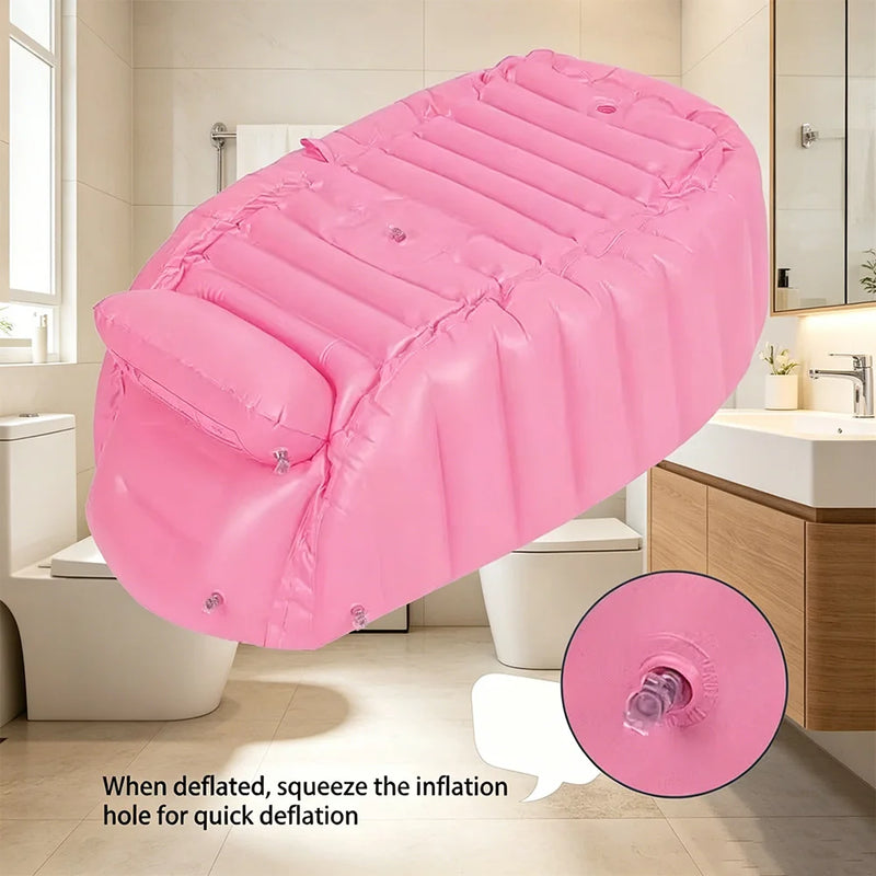Inflatable Bathtub Pool for Baby 0-6 Months, Portable Blow Up Tub with Non-slip Base & Sitting Support for Toddler Bathing