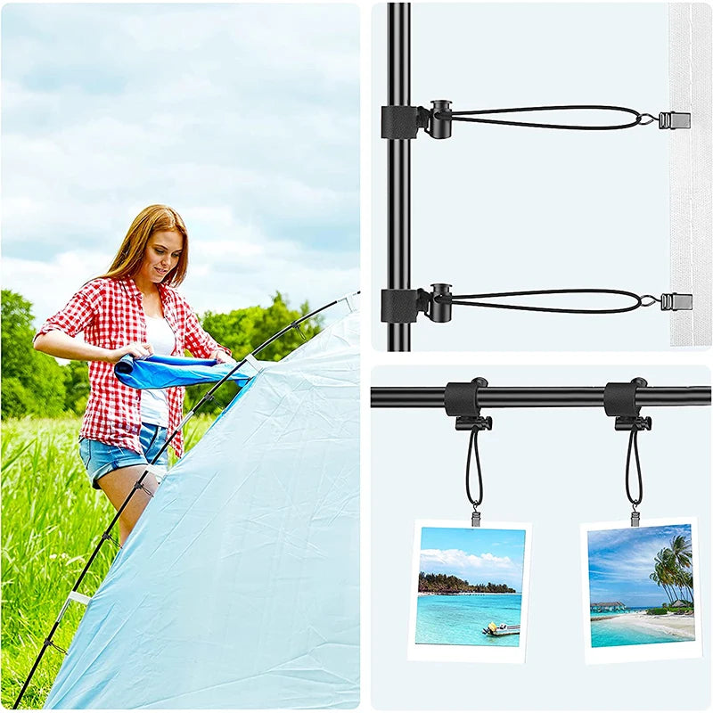 Backdrop Clips Clamps Kit Includes Metal Heavy Duty Spring Clamps Adjustable Elastic Clamps Holders for Video Studio Background