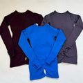 1 Piece Women Bodysuit Sportwear Backless Long Sleeve Short Leggings Seamless High Stretch for Yoga Run Gym Fitness Workout