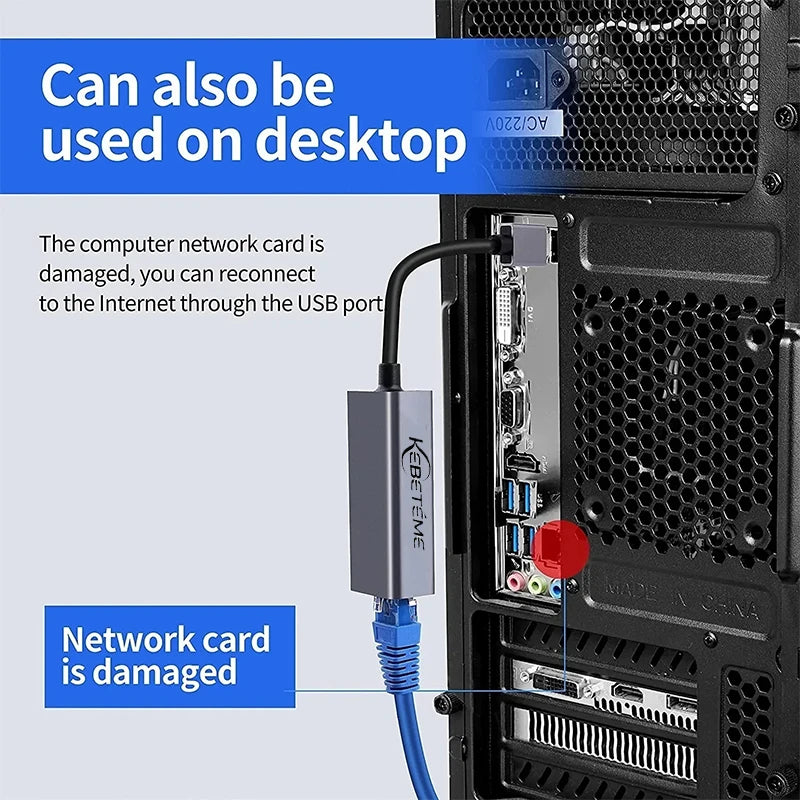 1000Mbps USB 3.0 RJ45 Network Card Type C Ethernet Adapter For MacBook PC Windows XP 7 8 10 Android Lan - Visuel 2 | SAMAG