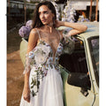 Colorful Floral Chiffon A Line Wedding Dresses Off - View 6 | SAMAG