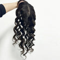 15x16cm Virgin European Human Hair Topper Hair Piece Clips in Loose Wave Silk Top Base Topper with Bangs for Thinning Hair Women